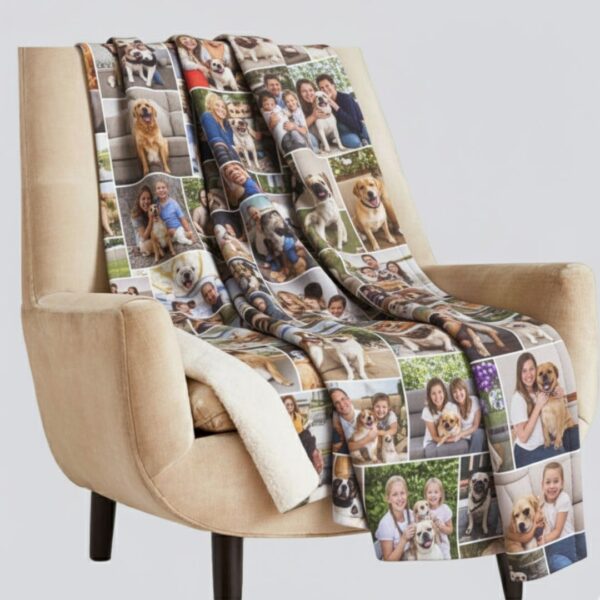 custom photo blanket with backing